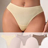 Solid Cotton Breathable Young Girl Ladies Mid Waist Panties Thong for Daily