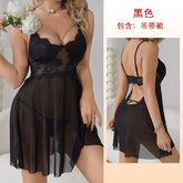 Sexy Lingerie Lace Strap Nightdress Hollowed See-through Mesh Breathable Stretch Comfortable Thin Dobby