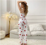 Chic Women’s Ribbed Heart Cami & Pants Set – Versatile 2-Piece Loungewear for Home & Streetwear