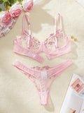 Sexy Set Lace Mesh Underwear Thong Sleepwear for Women