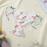 Hot Lace Erotic Panties Bow Tie See-Through Breathable Mid Waist Woman Panties Lace Ladies Panty