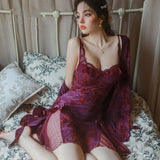 Loungewear Set with chest pad Sex Appeal Night Dresses for Woman Lace Women's Sleepwear