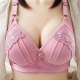 Wireless Bra for Women Thin Large Size Middle-aged and Elderly Moms Red Bra Adjustable Side Support Side Breast Collection Bra