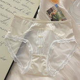 Breathable Crotch Chinese-style Girly Lace Dreamy Ethereal Mid-rise Underwear Hip-hugging Thong