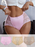 High Quality Mid-waist Polyester Panties Womens Breathable Anti-bacterial Panties Lace Decorative Underwear Panties
