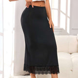 New Fashion Series Women's S-XL Lace Covered Satin Texture Lace Skirt Retro Casual Slim Women's Midi Skirt