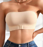 Hot Sale Women's Bandeau Wireless Bras Seamless Breathable Strapless Invisible Front Closure Push up Bras