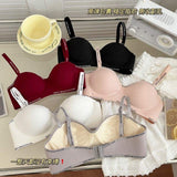 Letter Shoulder Strap Women's Underwear Small Chest Push-up Collapsed Parm Thick Thin Soft Support Anti-sagging Bra