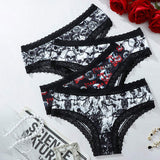 Skull Printed Women's Panties Underwear Breathable Comfortable Polyester Elastane Low-rise Ladies Panty
