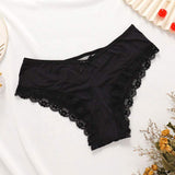 Cute Lingerie Elastic Soft Sexy Comfortable Crisscross Lace Trim Briefs Mid Waist Panties