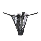 Women's Sexy Low-Rise Ultra-Thin Transparent Thong Delicate StrapsLace T-Back Anti-Bacterial Jacquard Weave for Breathable
