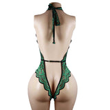 Open-Crotch Strapless Lace Nylon Bodysuit Tight-Fitting European American