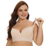 Plus Size Smooth Surface Non-marking Underwear Women's Eight-breasted Adjustable Bra Full Back Coverage Push up Bra