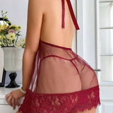 New Women's Sexy See-Through , Mesh Lace Trim Pure Desire Erotic Sleepwear