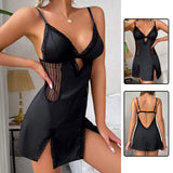 European American Hot Style Sexy Deep V Solid Color Suspender Jumpsuit Satin Breathable Backless Strap Comfortable Homewear
