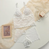 European American Sexy Lace Trim Women's Underwear French Style Wireless Push-Up Firm Breathable Vest Bra