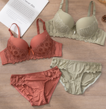 Breathable Seamless Underwire Lace Sexy Women Bra & Brief Sets