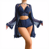 Sheer Sexy French-style Lace Polyester Dobby Fabric Women's Lingerie Set