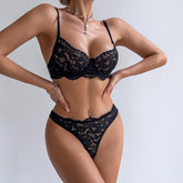 Bra Suit Lace Hollow Breathable Steel Ring Gathering Underwear Suit Women's Sexy Lingerie