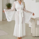Sexy Ice Silk Cardigan Pajamas Sexy Japanese Night Gown Transparent Bathrobe