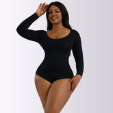 Plus Size Women Sexy Tight Bodysuit Long Sleeve Tummy Control Shapewear