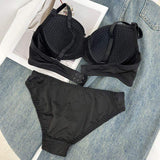 Euro-American Lingerie Set Detachable Straps Underwire Bra Push-Up Side-Support & Sexy Lace underwear set