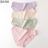 Breathable Crotch for Women Mid-Waist Sexy Striped Girl Briefs Hip-Covering Underwear