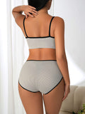 Slim High Elastic Mid-waist No Steel Ring Underwear Tank Top Pants Bra Women's Panties Underwear Set