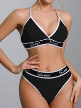 Hot Girl Seamless Bra Panties Mid-Waist Camisole Bra Thong Set Wide Strap Letter Design Bra Set