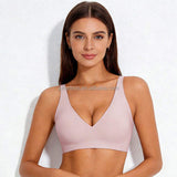 Breathable Nylon Fabric Women Seamless Deep V Jelly Bra Wireless Thin & Sexy No-Underwire Design 3/4 Cup Bras