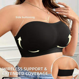 New Summer Plus Size Strapless Side Buckle Tube Top Solid Gathering Bra Breathable Seamless Comfortable Bra