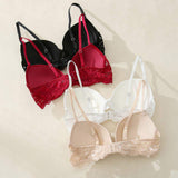 Traceless Deep V-neck Lace Underwear Comfortable Soft Anti-sag Underwire Push up Bra for Women Daily Wear