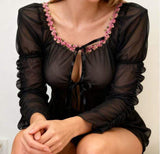 New Long Sleeve Cardigan Small Chest Gathering Sexy Big Red Sexy Underwear Spice Girls Split Skirt Bikini Sexy