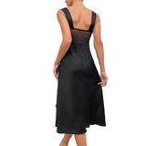 Sexy Summer Sleepwear for Women Sleeveless Satin Camisole Nightgown with Lace French Style