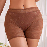 Breathable and Soft High-waisted Lady Underpants Full-transparent Women's Lace Panties Boyshorts