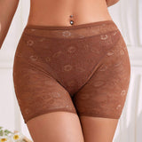 Breathable and Soft High-waisted Lady Underpants Full-transparent Women's Lace Panties Boyshorts