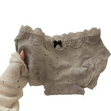 New Style French Retro Lace-trimmed Breathable ODM Women's Thong Underwear Cotton Crotch