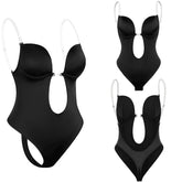 Sexy Tight Deep V Backless Women Jumpsuit Tummy Control Invisible Strap Bra Shapewear