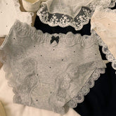 Soft Lace-trimmed Polka Dot Ballet Girl Pure Tempting Style Breathable Women's Mid-Rise Cotton