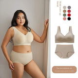 Stock Available Plus Size Underwear Set Woman Seamless Push up Wire Free Design Bra