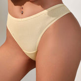 Solid Cotton Breathable Young Girl Ladies Mid Waist Panties Thong for Daily