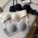 Push-Up Seamless Thickened Bra for Small Bust - Letter Print Molded Cup Side Fat Retention & Anti-Sagging