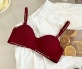 Letter Shoulder Strap Women's Underwear Small Chest Push-up Collapsed Parm Thick Thin Soft Support Anti-sagging Bra