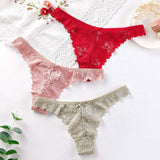 Women Sexy Underwear Lace Thong Panties Women's Solid Color Hollow See-through Low Rise Panties Sexy Thong for Women