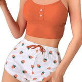 Women's Homewear Printed Spandex Camisole Shorts Casual Sexy Ribbed Wearable European American Style Spring Pajamas