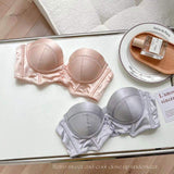 Satin Wireless Half-Cup Bra for Women - Push-Up Adjustable Bra Small Bust Lift & Side-Support bra