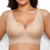 Cross-border European American Jelly Seamless Bra Solid Women Thin Deep V Small Chest Push-up Bra Wire Free Beautiful Back