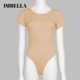 Manufacturer Custom Women's Solid Color Sexy Slim Fit Short Sleeve Tight Fitting Top Jumpsuit Seamless Jumpsuit