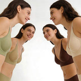 Traceless Solid Nylon Jelly Bra Wireless Women's Deep V Thin Soft Support Comfortable Big Chest Small U Back Half Cup Bras