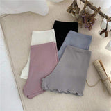 Vintage Summer Thin Safety Pants Women's Anti-exposure Ice Silk Leggings Seamless Ribbed Outerwear Shorts